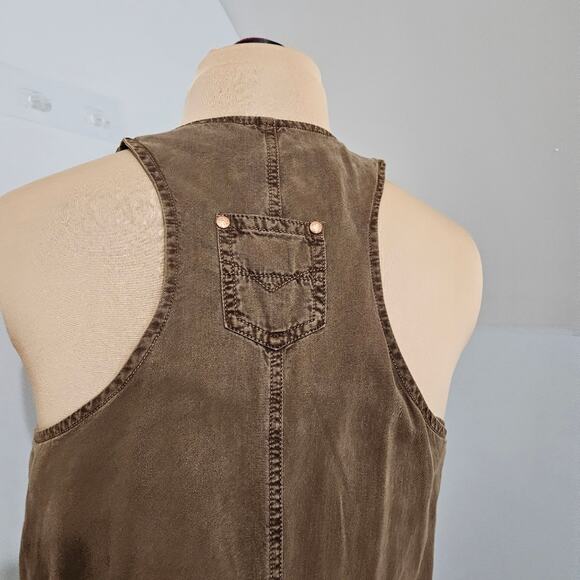 Democracy Racerback Sleeveless Full Zip Brown Cargo Maxi Dress Size 4 Casual - Picture 7 of 11